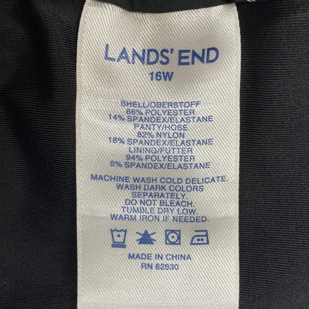 Lands End Swim Shorts Womens 16W Black Plus Lined Drawstring Quick Dry Beach